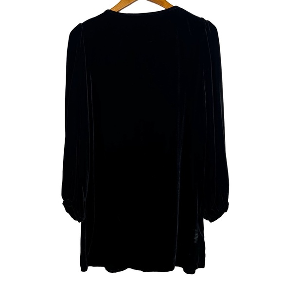 Zara Black Velveteen Mulberry Long Sleeve V-neck Boho Embroidered Mini Dress - Picture 3 of 8